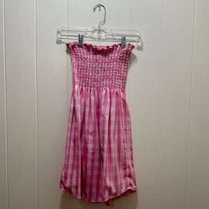 Pink Palaka Strapless Dress